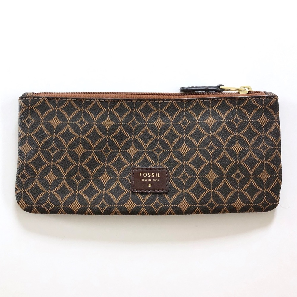 Fossil Coated Canvas Flat Zipper Pouch Wallet